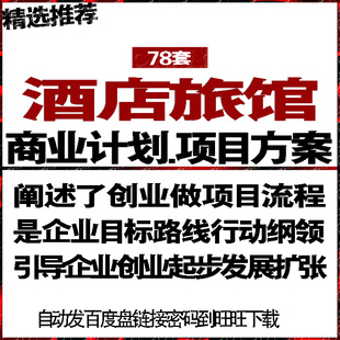 酒店饭旅馆店社宾馆项目投融资商业创业计划策划书可行性报告方案