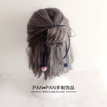 日系少女心发绳蝴蝶结飘带头饰秋冬可爱毛球超仙汉服复古头绳流苏
