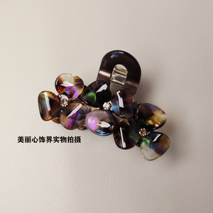 法式优雅镶钻花朵醋酸发卡