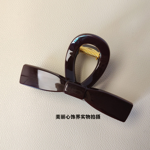 韩国ins秋冬复古美拉德显白10CM抓夹轻便鲨鱼夹蝴蝶结发抓发夹