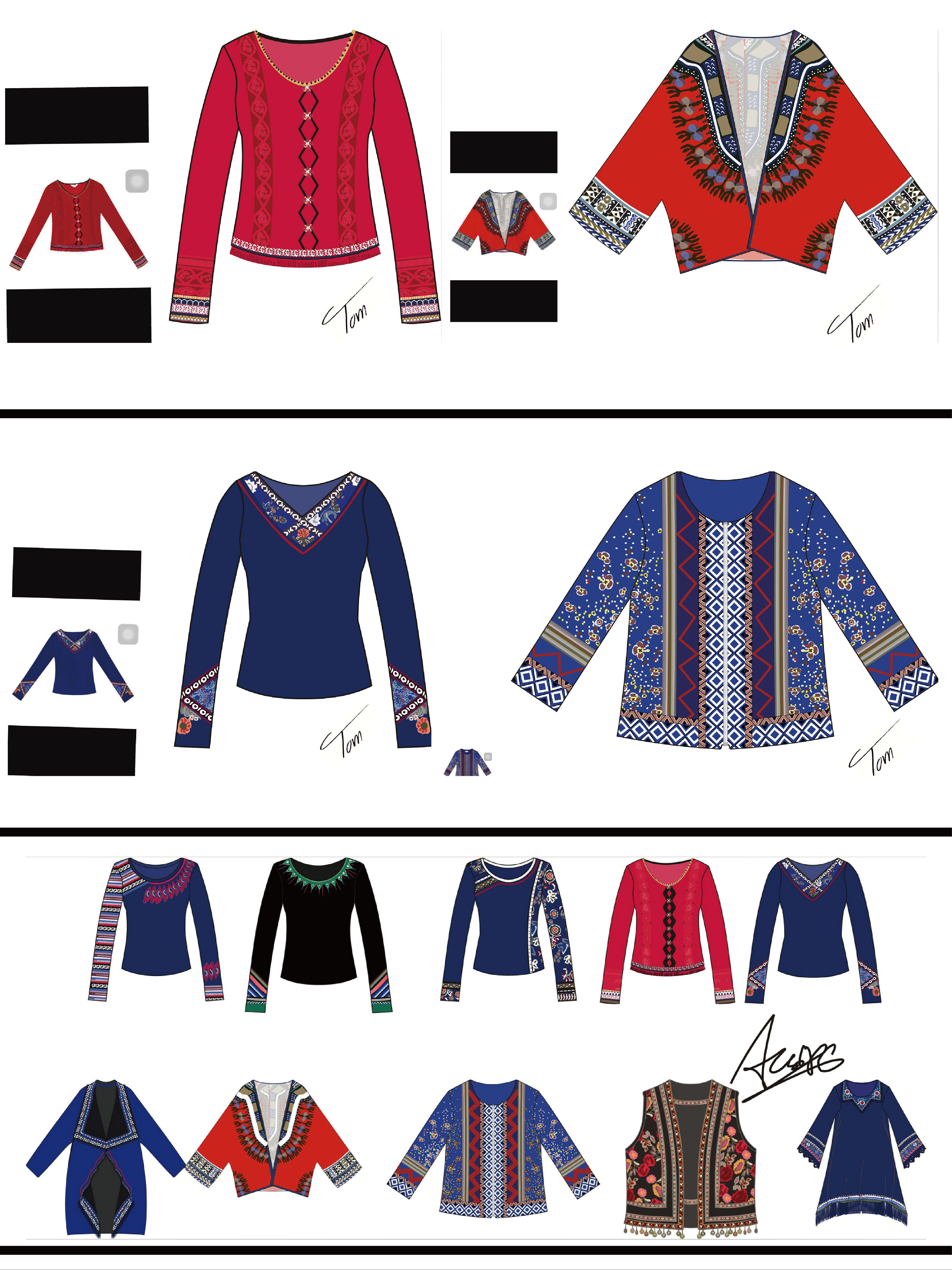 女装服装设计款式图可编辑矢量AI源文件正背面全套装线稿模版代画