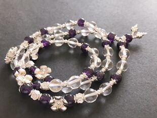 【驰骋手作】紫白水晶与白水晶银花手串【30天发货】礼物水晶手链