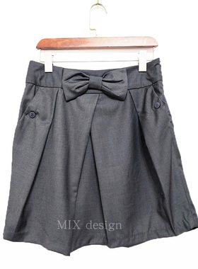 行政上班OL通勤毛料半身裙灰色新品出日本柜定单B牌原单英伦经典