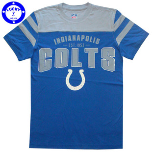 正品NFL印第安纳波利斯小马夏季男女美式印花纯棉短袖T恤S码XXL码
