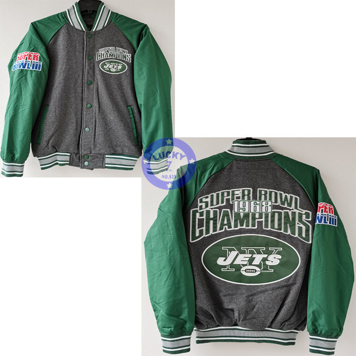 正品NFL纽约喷气机超级碗冠军秋冬棒球服bf外套卫衣棉服L码XXL码