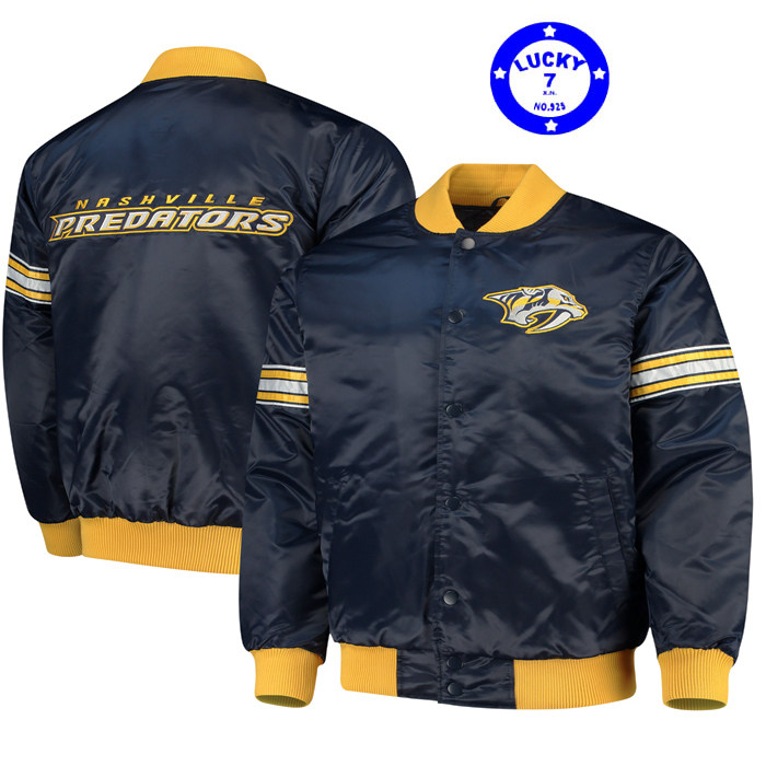 私藏正品冰球大联盟掠夺者藏青色缎面夹克秋冬夹棉棒球服M码XL码