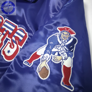 私藏正品新英格兰爱国者缎面夹克秋冬夹棉拉链翻领棒球服L码XL码