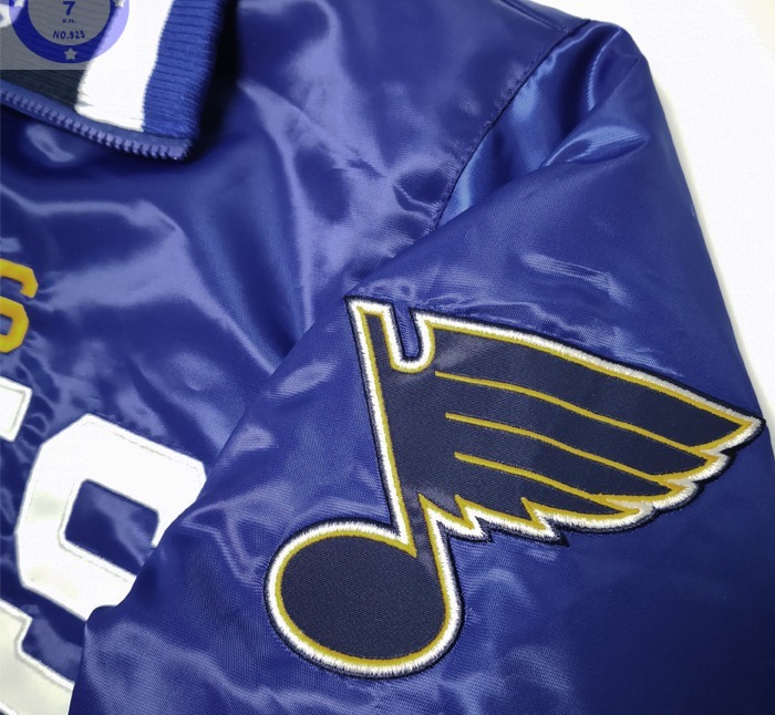 NHL蓝调拉链翻领缎面棒球服秋冬