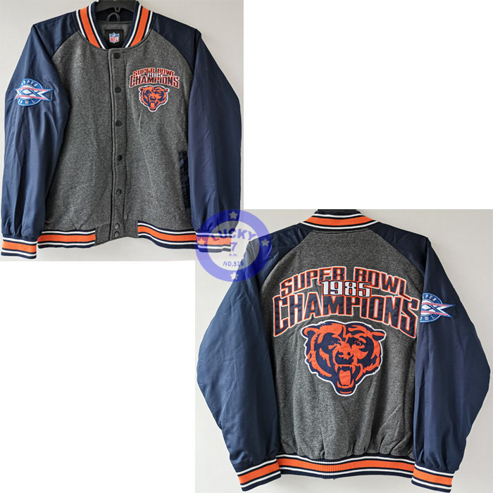 正品NFL芝加哥熊1985超级碗冠军秋冬嘻哈棒球服夹克卫衣棉服XXL码