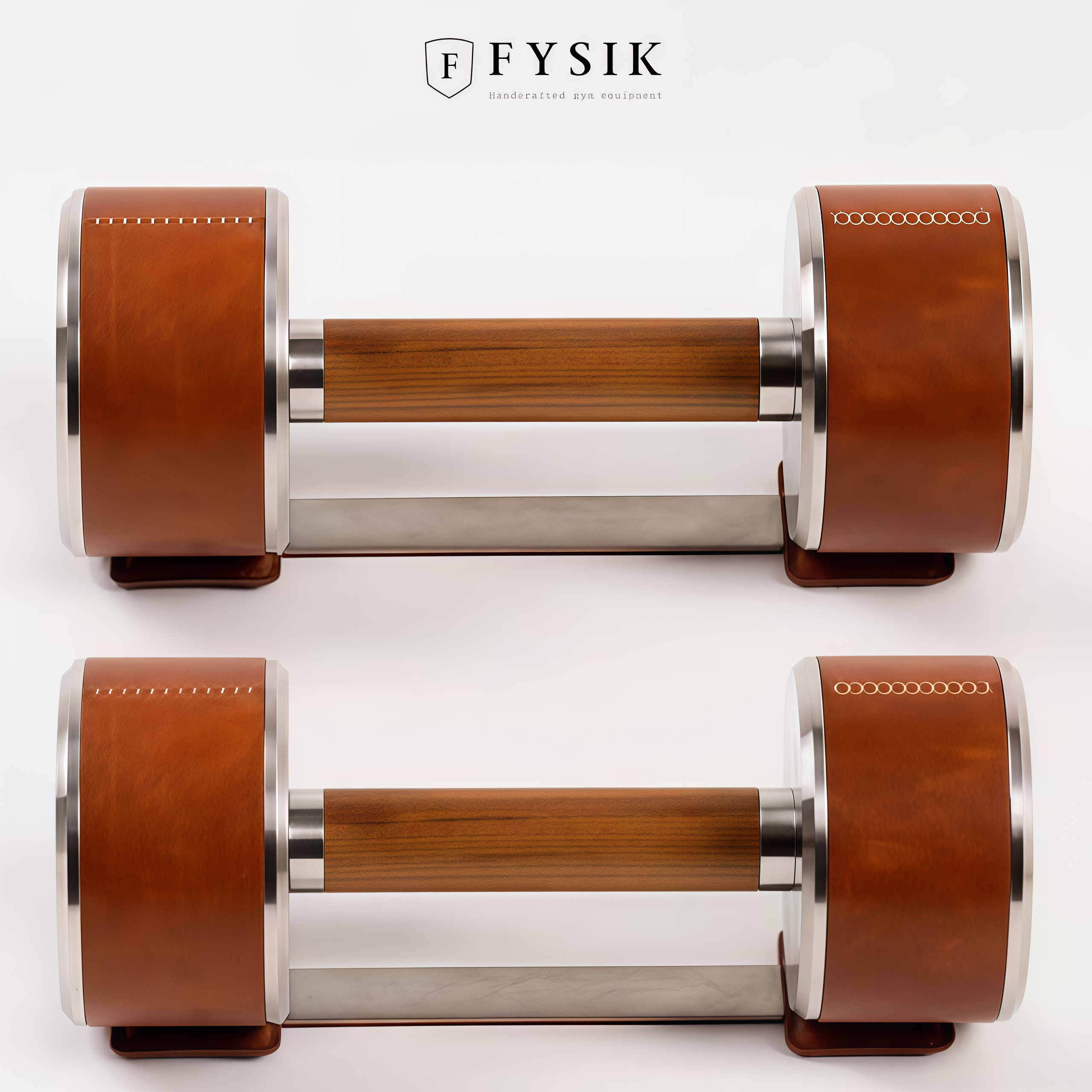 FYSIK木质哑铃进口胡桃木牛皮健身器材家用大重量健身房高端礼品