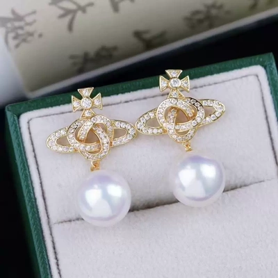 DIY珍珠配件 精工S925纯银星球新品耳环轻奢重工耳饰托半成品耳钉