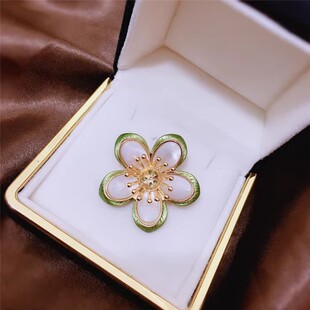 DIY手工配件 微镶精工贝壳款胸针半成品花朵胸饰空托珍珠胸花配饰