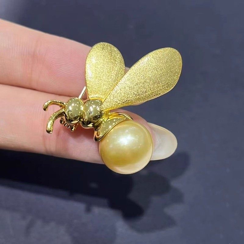 DIY配件 高级感磨砂金色小蜜蜂胸针铜镀金气质女别针珍珠胸花空托,饰品/流行首饰/时尚饰品新,胸针,淘宝优惠券,粉丝福利购,淘宝优惠卷