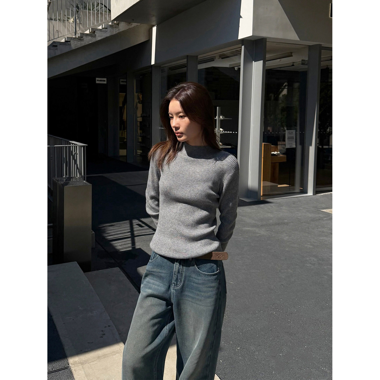 THXGIVING 纸片人显瘦修身打底+高领披肩斗篷针织套装女2026冬款