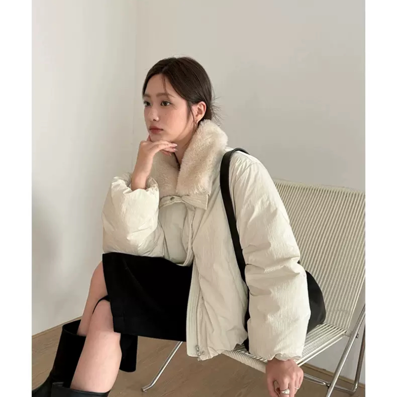 THXGIVING 轻盈云感保暖防风羽绒服女2025冬新款可拆卸毛领厚外套