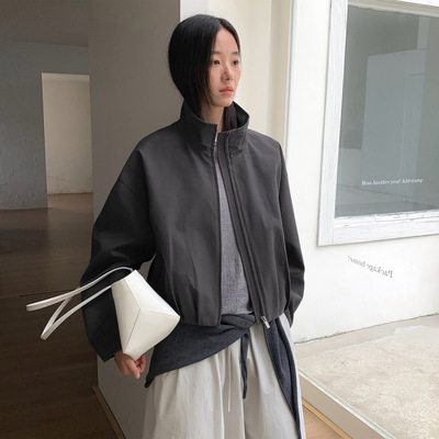 THXGIVING 工装风休闲立领外套女2025秋新款百搭宽松拉链夹克上衣