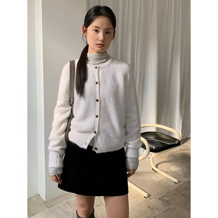 THXGIVING 韩版圆领插肩袖软糯保暖毛衣单排扣厚开衫女2025冬新款