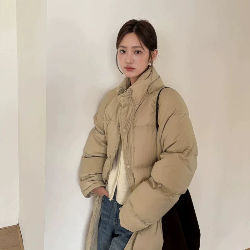 THXGIVING 抗风抵寒白鸭绒羽绒大衣女2025冬新款可拆卸帽保暖外套