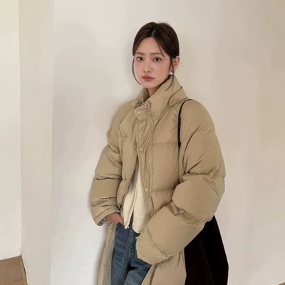 THXGIVING 抗风抵寒白鸭绒羽绒大衣女2025冬新款可拆卸帽保暖外套