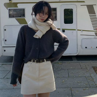 THXGIVING 韩版浣熊绒羊毛针织开衫女2025冬新款插肩袖宽松厚毛衣