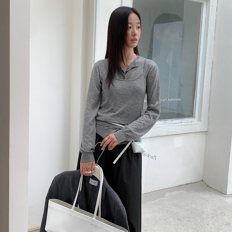 THXGIVING 韩系简约吊带针织开衫两件套上衣女2025秋季新款上衣