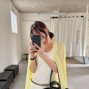 THXGIVING轻氧呼吸感镂空麦穗肌理透气V领显瘦针织开衫2026夏季女