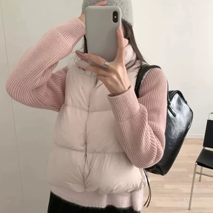 THXGIVING 舒适时髦穿搭立领毛织拼接蓬松羽绒服外套女2025冬新款