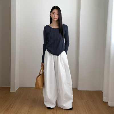 THXGIVING 韩版百搭棉质休闲萝卜裤女2025秋季新高腰显瘦阔腿长裤