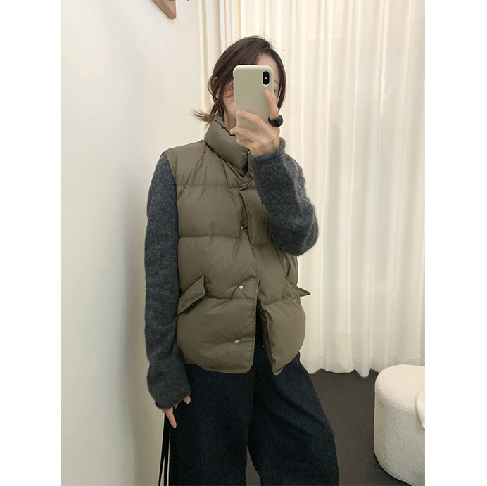 THXGIVING 轻薄羽绒服马甲女2025冬季新款韩版立领宽松白鸭绒外套