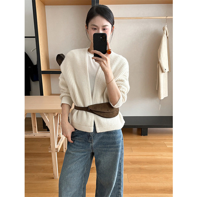 THXGIVING 慵懒毛衣开衫外套女2025冬季新款加厚保暖宽松针织衫