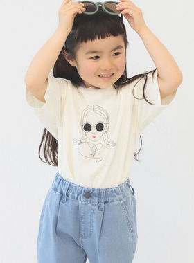 nacostyle出口日本外贸原D日系可爱纯棉男女童印花短袖T恤