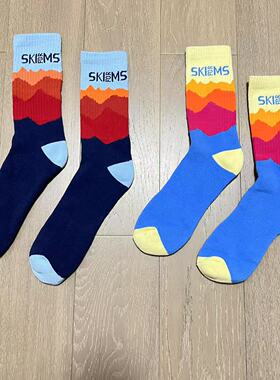 nacostyle外贸原单情侣款毛巾底防臭中筒秋冬渐变色运动休闲袜子