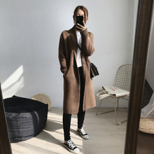 翻领针织外套 新款 厚实有份量羊绒手感毛衣大开衫 女2018年冬装