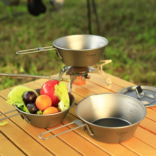 钛工匠纯钛雪拉碗户外露营旅行餐具便携雪拉杯可折叠野营野餐钛碗