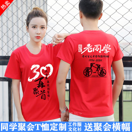 同学聚会t恤定制衣服20年30年40毕业纪念班服纯棉短袖团队文化衫