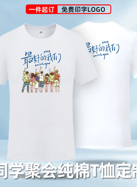 同学聚会t恤定制印logo毕业班服纯棉短袖DIY文化衫学校运动会团服
