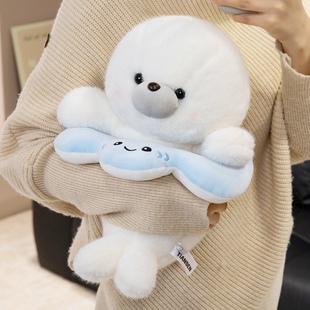 甜森蓝调冰岛小海豹公仔毛绒玩具魔鬼鱼斗篷装扮海豹玩偶女生礼物