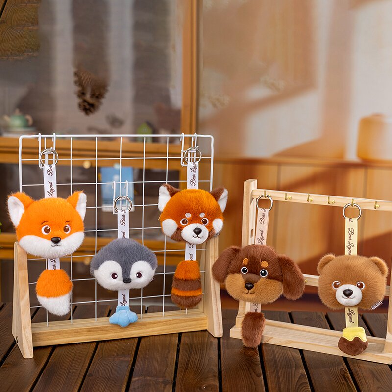 可爱小熊零钱包毛绒挂件车载狐狸装饰品女生背包小熊猫小狗挂饰