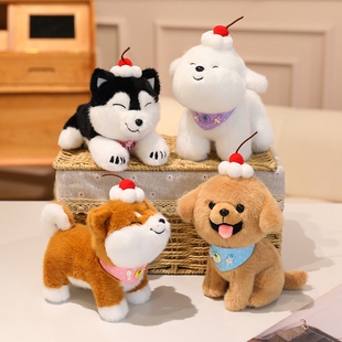 仿真趴款哈士奇毛绒玩具柴犬萌宠儿童房摆件金毛狗狗玩偶生日礼物