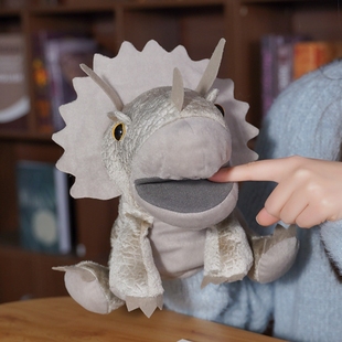 卡通三角龙恐龙毛绒玩具能张嘴手偶霸王龙套手上儿童讲故事玩偶