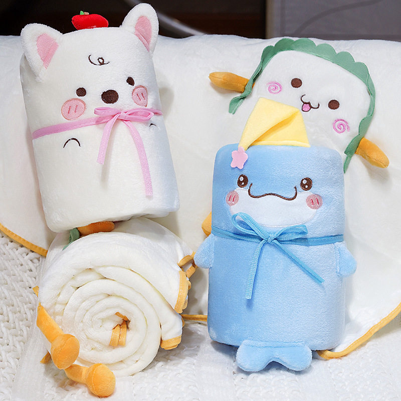 可爱动物小毯子办公室午睡毯空调毛毯盖腿沙发盖毯午休办公学生用