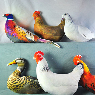 仿真家禽野生动物抱枕靠垫布娃娃公鸡母鸡玩偶装饰毛绒生日礼物