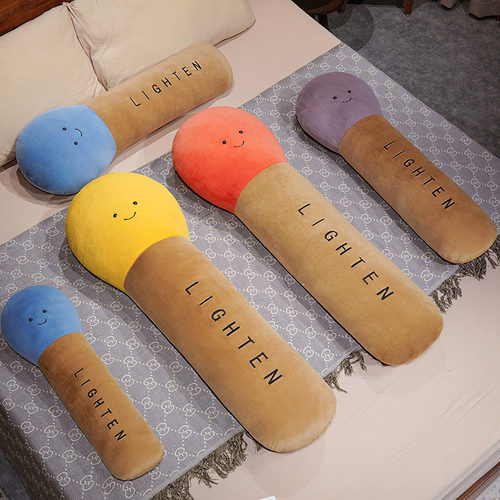 创意笑脸火柴团长条毛绒抱枕