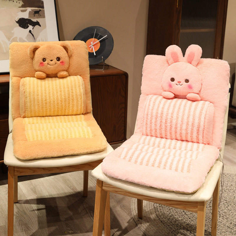 坐垫学生宿舍办公室靠背一体护腰防滑加厚毛绒椅子垫靠垫屁垫冬季