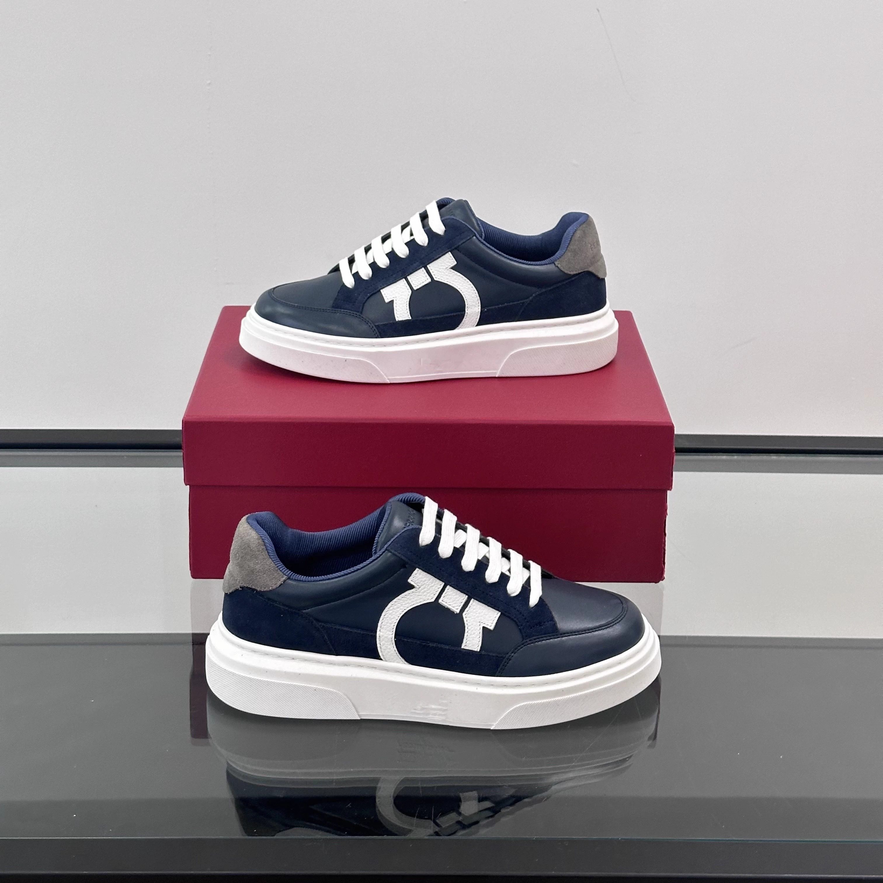 欧洲站2025春季潮牌F家真皮运动板鞋子男士休闲百搭系带低帮男鞋