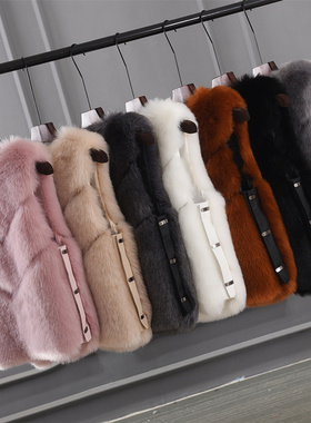 皮草马甲女短款2025新款秋冬背心修身显瘦坎肩加厚仿狐狸毛毛外套