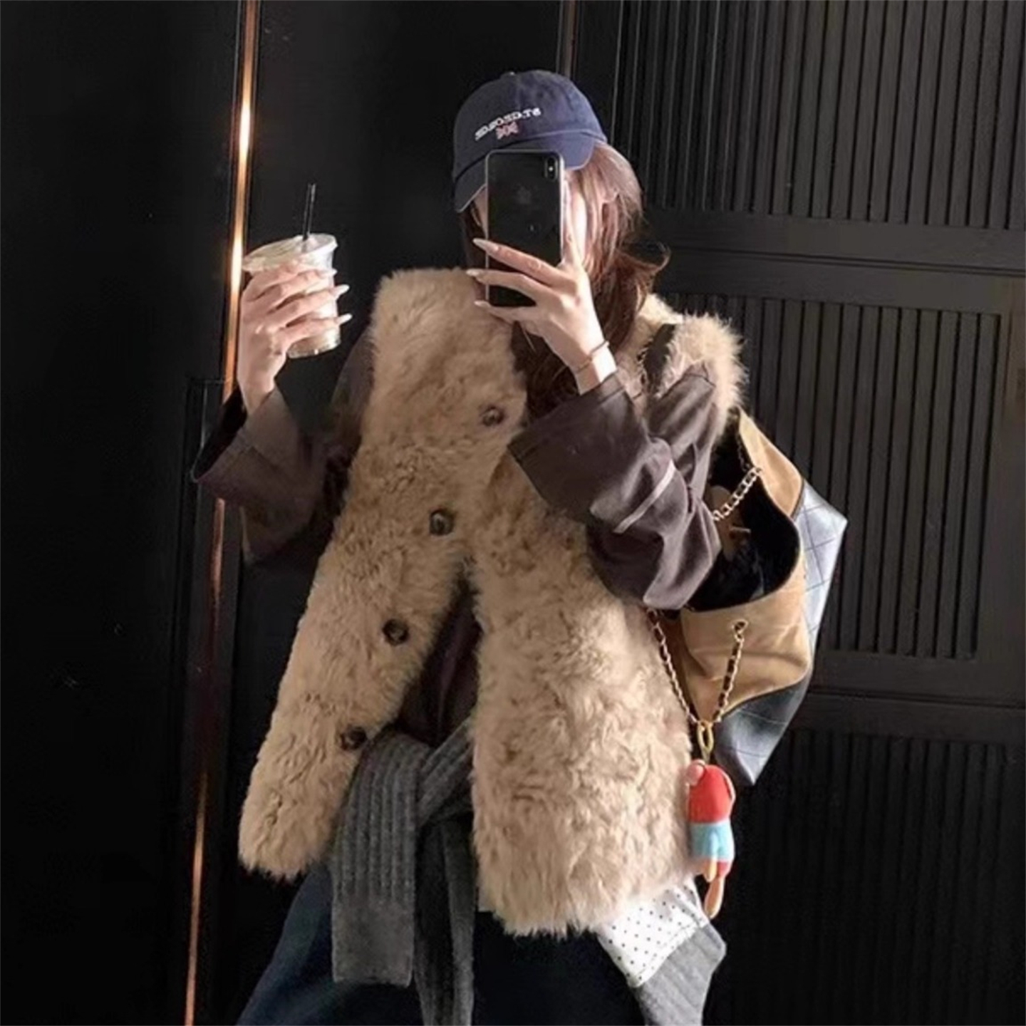 环保皮草马甲新款皮毛一体女款