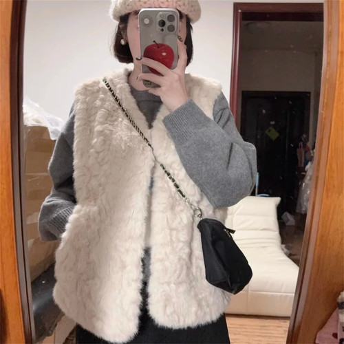 皮草马甲女新款外穿皮毛一体坎肩