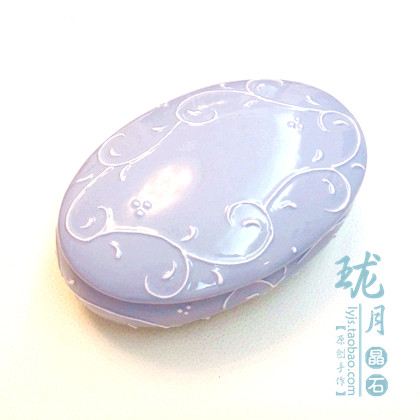 【紫曜长安】浅紫色 陶瓷 白色浮雕花纹 椭圆形首饰盒 首饰箱收纳