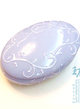 【紫曜长安】浅紫色 陶瓷 白色浮雕花纹 椭圆形首饰盒 首饰箱收纳